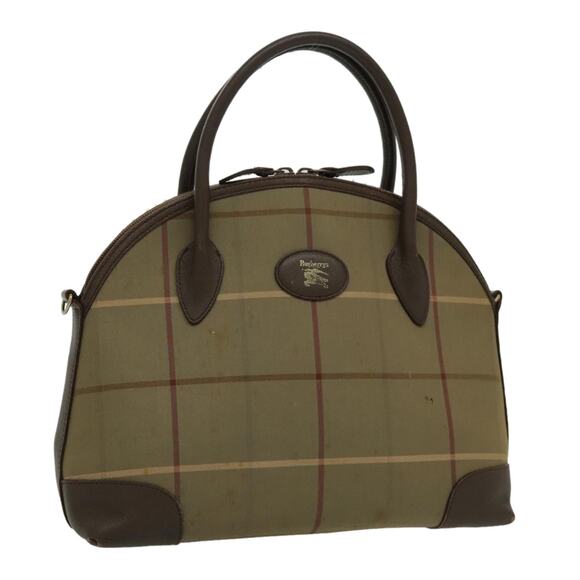 Burberry Nova Check Hand Bag Canvas Leather Brown Gold - Picture 1 of 16